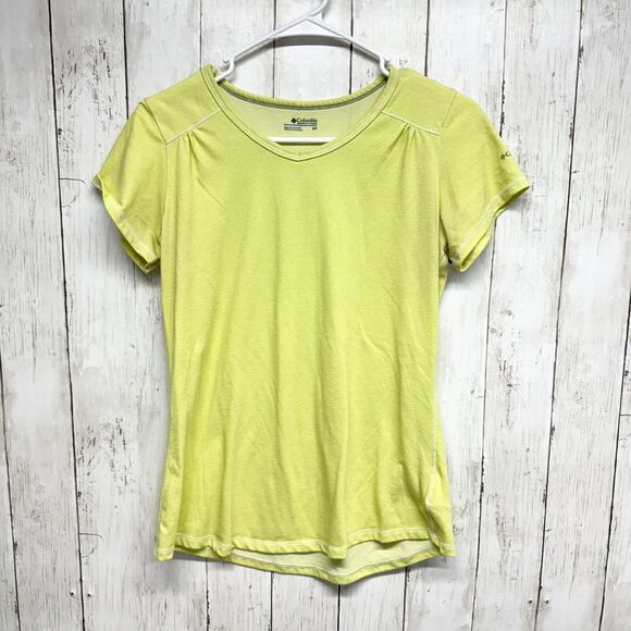 Columbia Women's Size Small Outdoor Yellow-Green Thistle Ridge Short Sleeve Tee - Picture 1 of 5